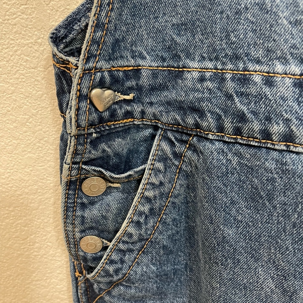 Celebrity Pink Denim Overalls with heart accent buttons - Picture 3 of 8
